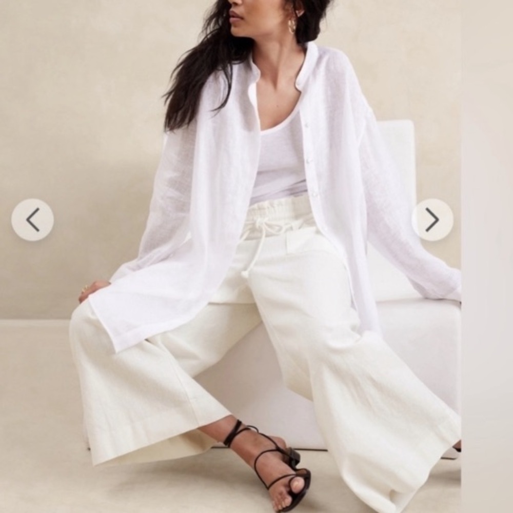 Banana Republic Hemp Cotton Wide Leg Paperbag Pant